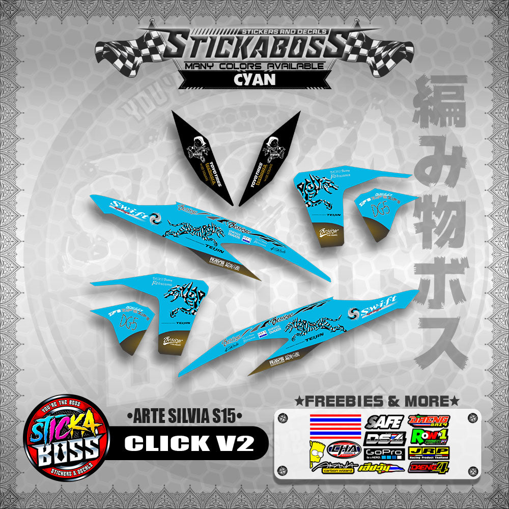 CLICK V2 STICKER DECALS ( ARTE SILVIA S15 )【WITH FREEBIES】