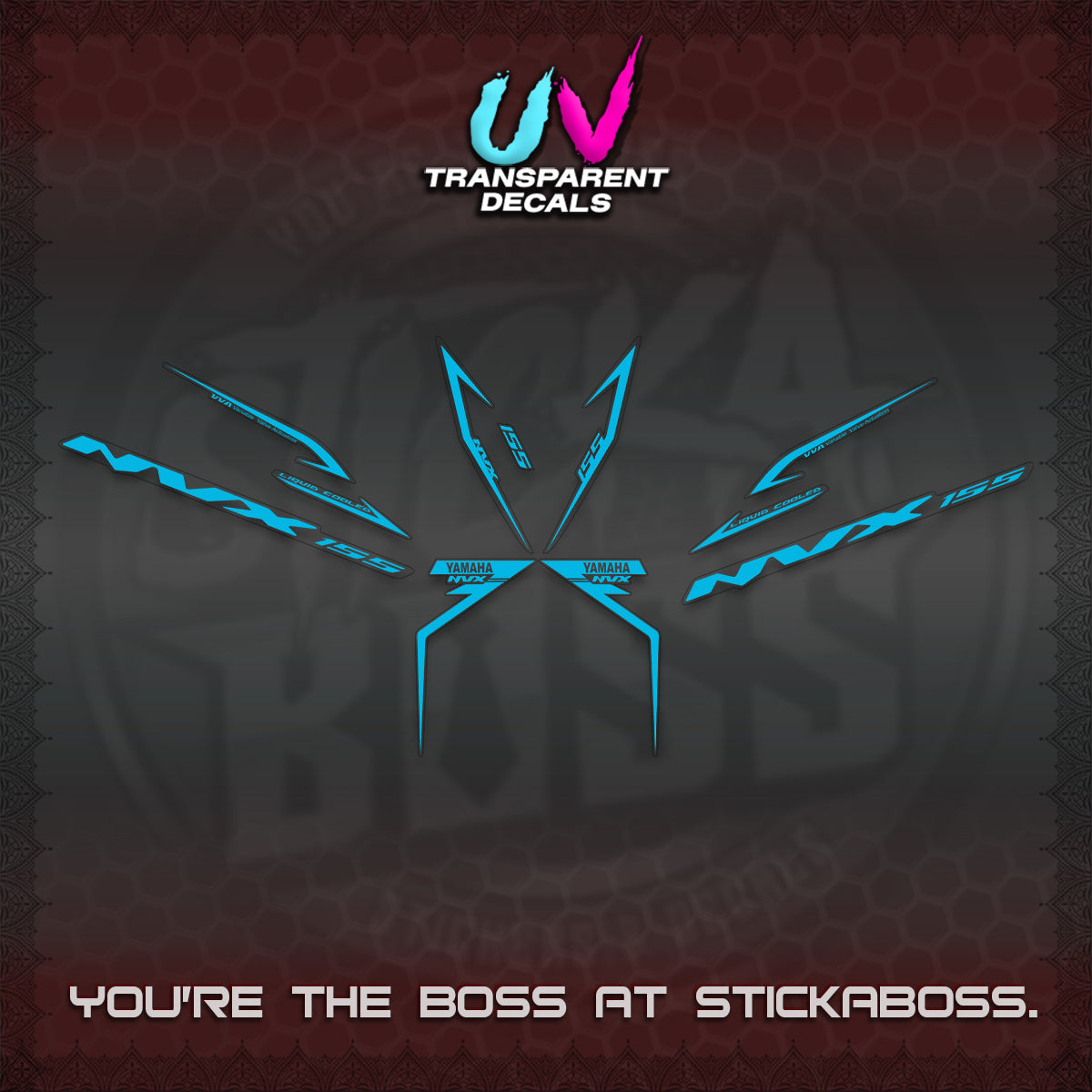 AEROX 155 V2 UV TRANSPARENT STRIPING DECALS (2022 NVX 1-TONE) STICKER KITS BY STICKABOSS