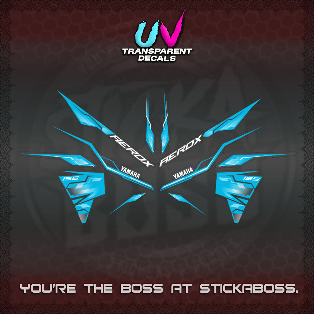 【PREMIUM UV PRINT】TRANSPARENT AEROX  V3 INDO DECALS(ALPHA TURBO 0001)STICKER DECALS By STICKABOSS