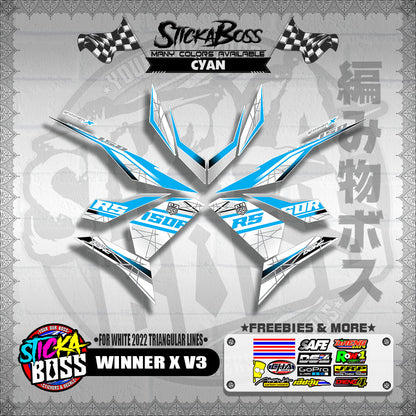 WINNER X V3 DECALS ( FOR WHITE 2022 TRIANGULAR LINES )【WITH FREEBIES】
