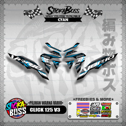 CLICK 125 V3 MALAYSIAN DECALS ( PILIHAN WARNA VARIO )【WITH FREEBIES】