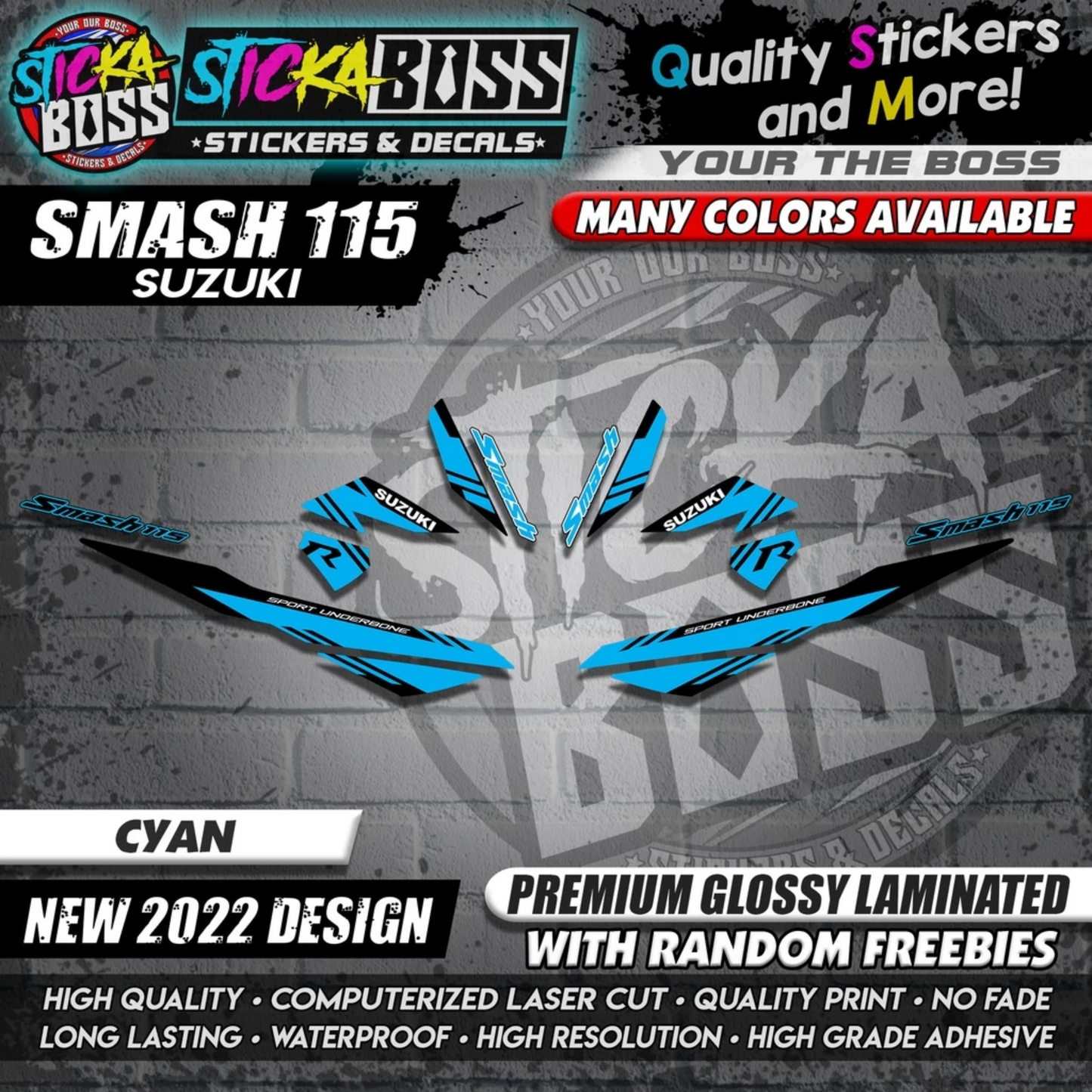 Suzuki Smash 115 Stock Decals (NEW 2022 DESIGN)【WITH FREEBIES】