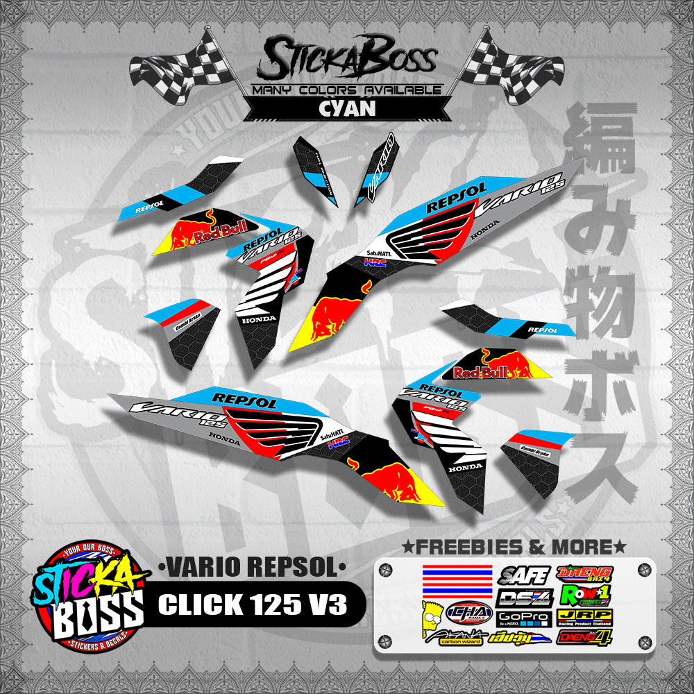 CLICK 125 V3 DECALS ( VARIO REPSOL )【WITH FREEBIES】