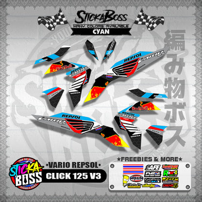 CLICK 125 V3 DECALS ( VARIO REPSOL )【WITH FREEBIES】
