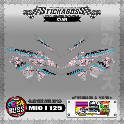 【PREMIUM UV PRINT】TRANSPARENT MIO I 125 STICKER DECALS ( SAKURA INSPIRED )【WITH FREEBIES】
