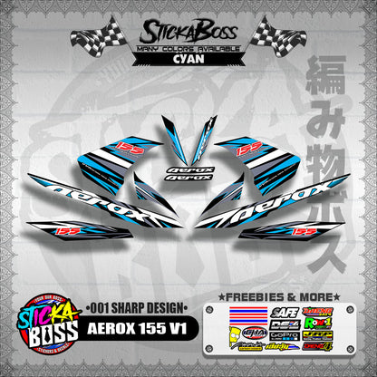 AEROX 155 V1 DECALS ( 001 SHARP DESIGN )【WITH FREEBIES】