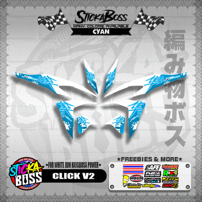 CLICK V2 DECALS ( FOR WHITE JDM HAYABUSA POWER ) [ PREMIUM GLOSSY LAMINATED ]【WITH FREEBIES】