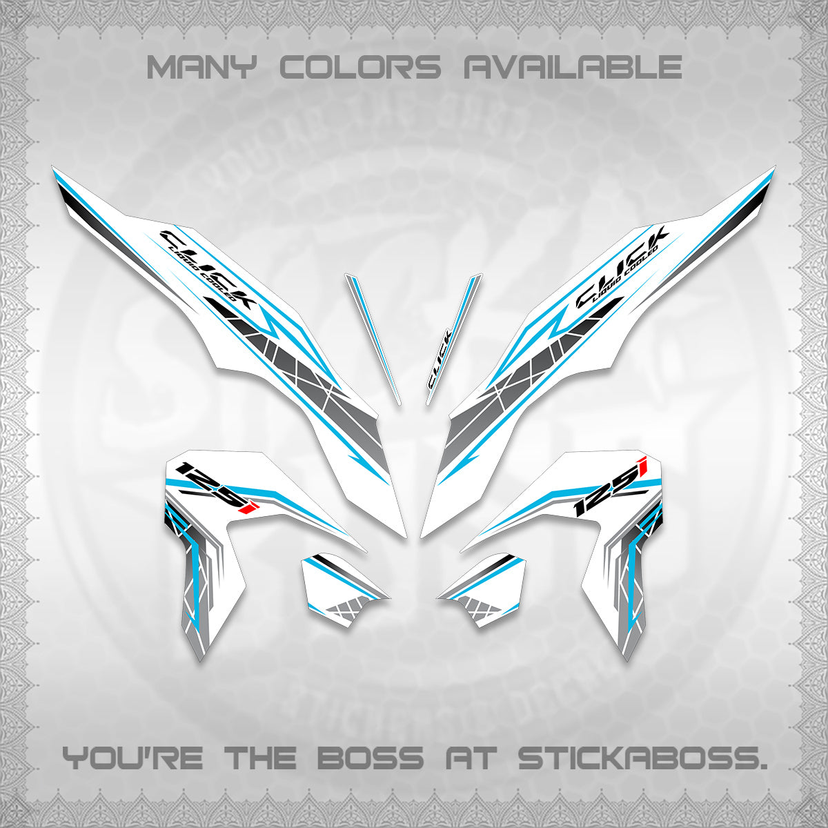 CLICK 125 V3 FOR WHITE DECALS (2023 SIMPLE STRIPE DESIGN) STICKER DECALS By STICKABOSS