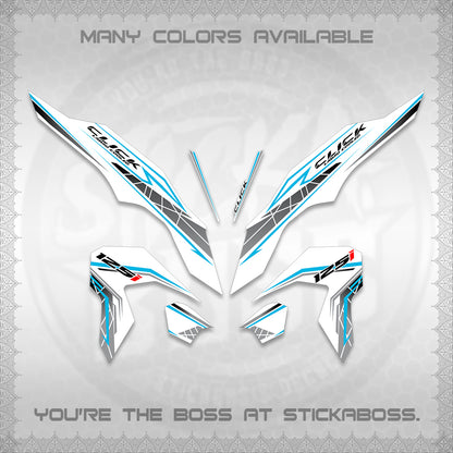 CLICK 125 V3 FOR WHITE DECALS (2023 SIMPLE STRIPE DESIGN) STICKER DECALS By STICKABOSS