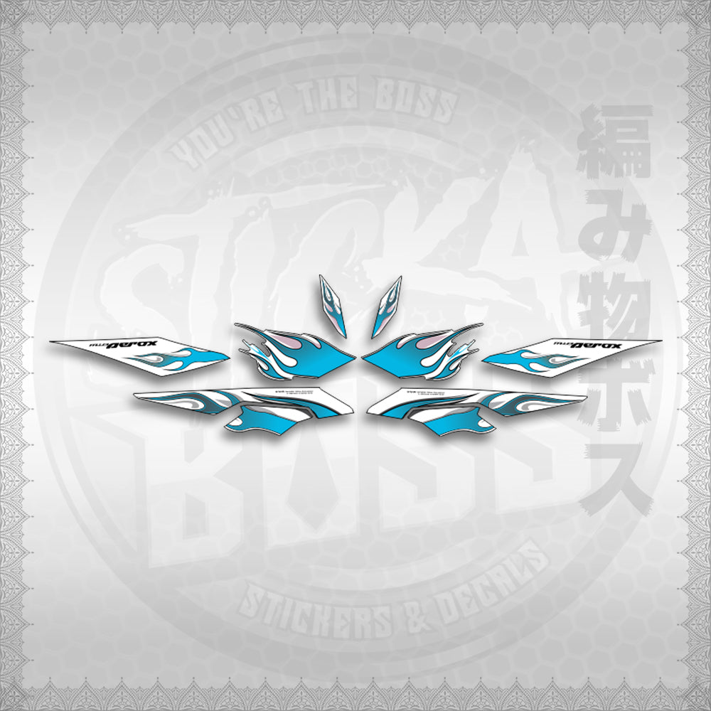 STICKER DECALS for AEROX V3 ALPHA TURBO FOR WHITE (AV3LEFIMO) By STICKABOSS (SOFIE LAMINATED WATERPROOF)