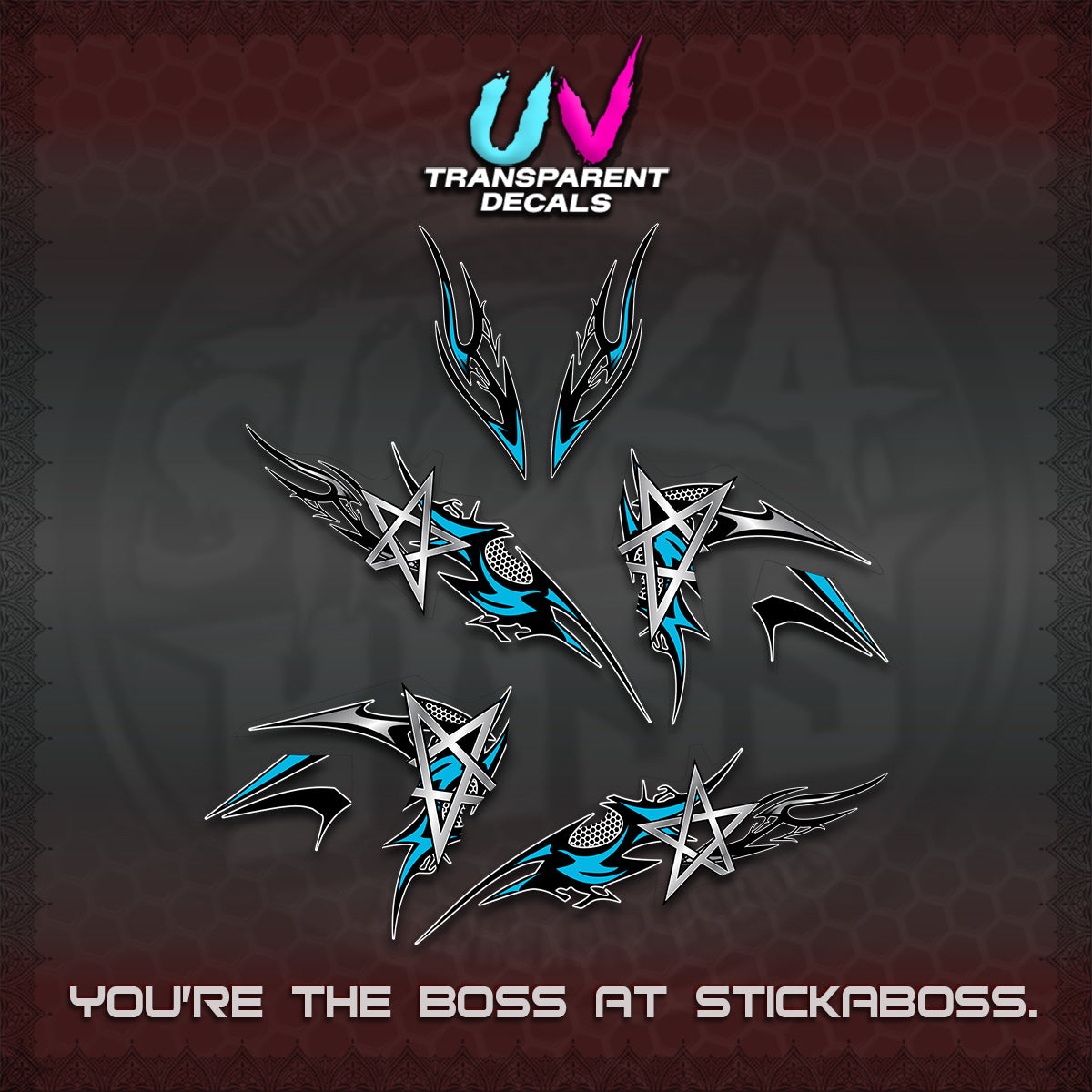 CLICK 125 V3 UV TRANSPARENT DECALS (2026 TRIVALY STAR DESIGN)STICKER DECALS By STICKABOSS