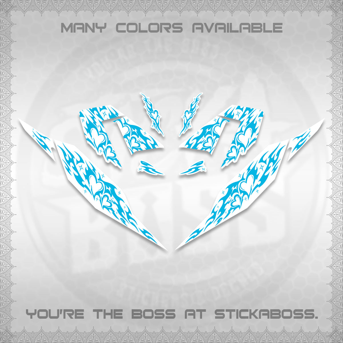 CLICK 125 V4 FOR WHITE DECALS (2026 TRIBAL HEART DESIGN) STICKER KITS BY STICKABOSS