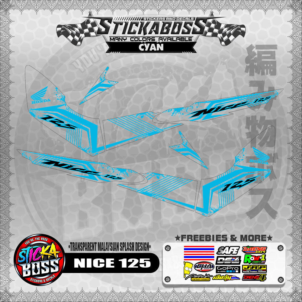 【PREMIUM UV PRINT】TRANSPARENT NICE 125 STICKER DECALS ( MALAYSIAN SPLASH DESIGN )【WITH FREEBIES】