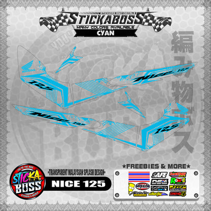 【PREMIUM UV PRINT】TRANSPARENT NICE 125 STICKER DECALS ( MALAYSIAN SPLASH DESIGN )【WITH FREEBIES】