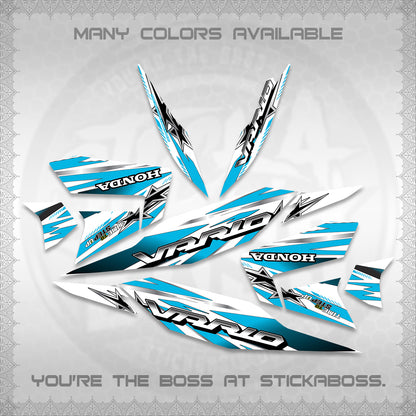 CLICK 125 V4 VARIO FOR WHITE DECALS (2026 BLACK STAR DESIGN) STICKER DECALS By STICKABOSS