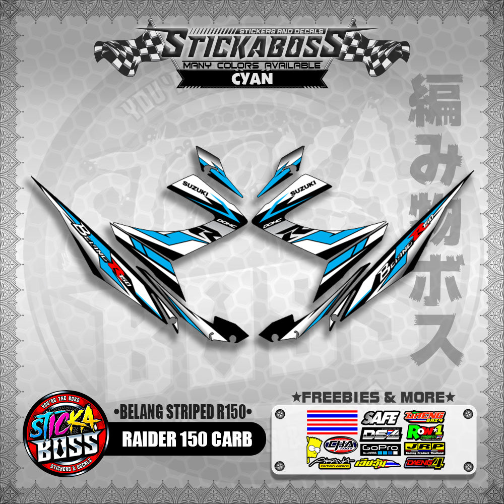 RAIDER 150 CARB STICKER DECALS ( BELANG STRIPED R150 )【WITH FREEBIES】