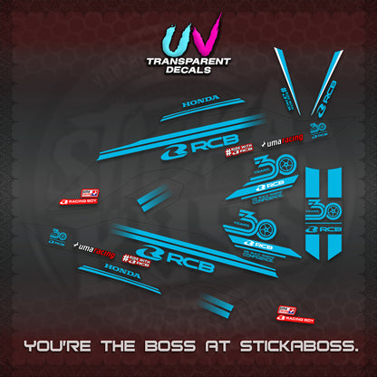 CLICK 125 V3 UV TRANSPARENT DECALS (2026 30TH ANNIVERSARY RACING DESIGN) STICKER DECALS By STICKABOSS