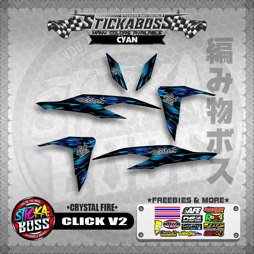 CLICK V2 STICKER DECALS ( CRYSTAL FIRE )【WITH FREEBIES】