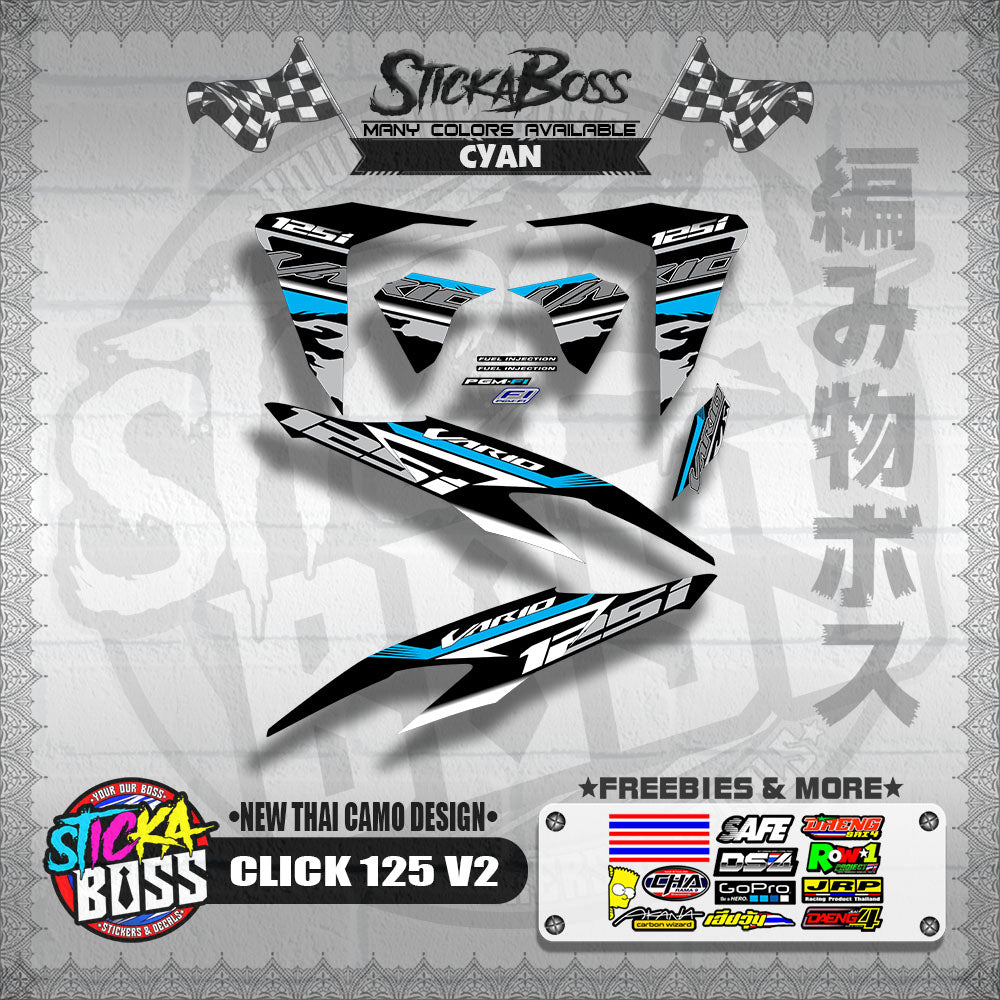 CLICK 125 V2 DECALS ( NEW THAI CAMO DESIGN )【WITH FREEBIES】