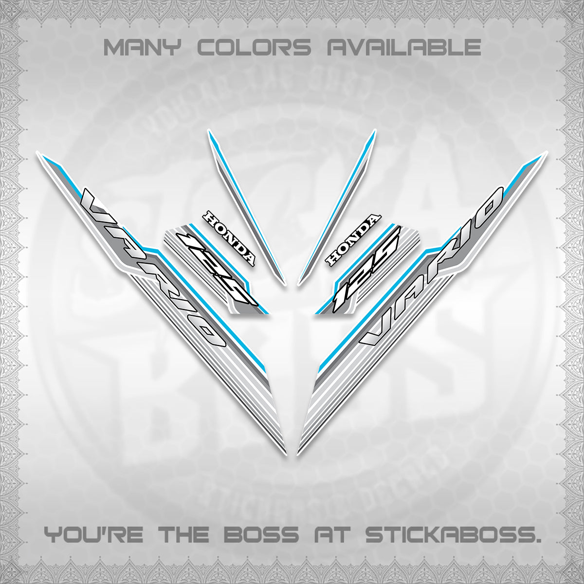 CLICK 125 V3 INDO FOR WHITE DECALS (2024 SV 07-A2 STYLE) STICKER KITS By STICKABOSS