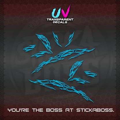 CLICK 125 V3 UV TRANSPARENT DECALS (2026 TRIBAL LIGHTNING DESIGN) STICKER KITS BY STICKABOSS