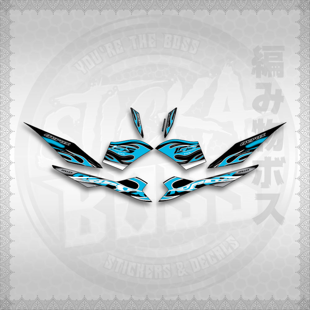 STICKER DECALS for AEROX V3 ALPHA TURBO INDO (AV311TRED) By STICKABOSS (SOFIE LAMINATED WATERPROOF)
