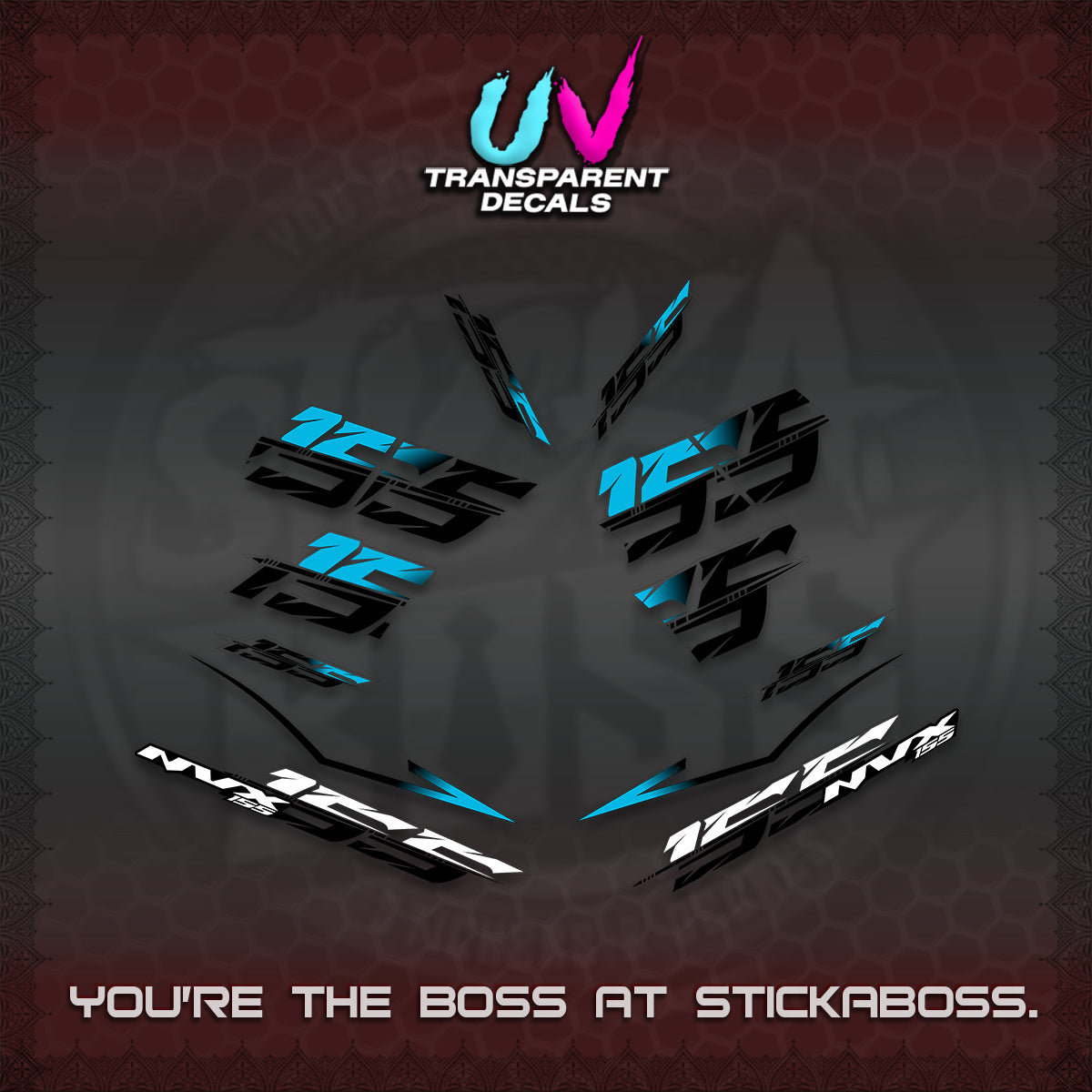 AEROX 155 V2 UV TRANSPARENT DECALS (2026 NVX VIETNAM) STICKER KITS BY STICKABOSS