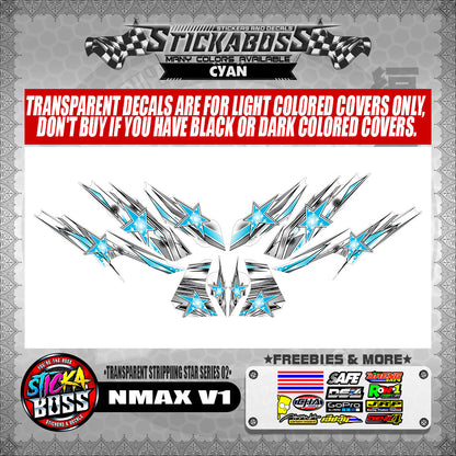 NMAX V1 STICKER DECALS ( TRANSPARENT STRIPPIING STAR SERIES 02 )【WITH FREEBIES】