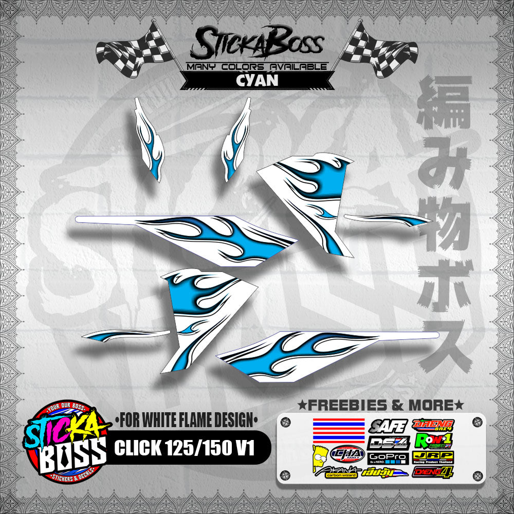CLICK 125 / 150 V1 DECALS ( FOR WHITE FLAME DESIGN )【WITH FREEBIES】
