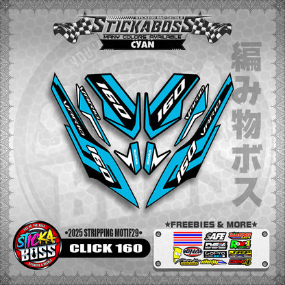 CLICK 160 STICKER DECALS ( 2025 STRIPPING MOTIF29 )【WITH FREEBIES】
