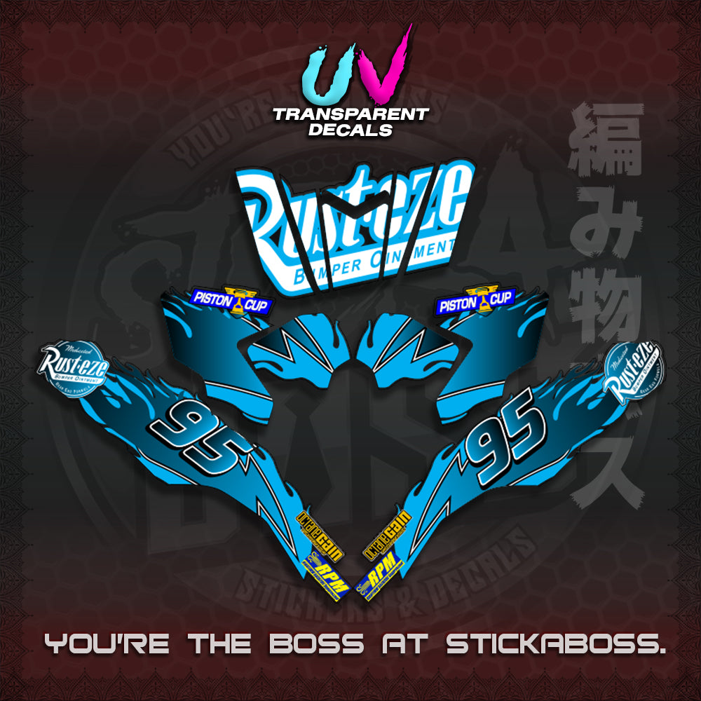 【PREMIUM UV PRINT】CLICK 125 V3 ( TRANSPARENT LIGHTING MCQUEEN DESIGN ) STICKER DECALS By STICKABOSS