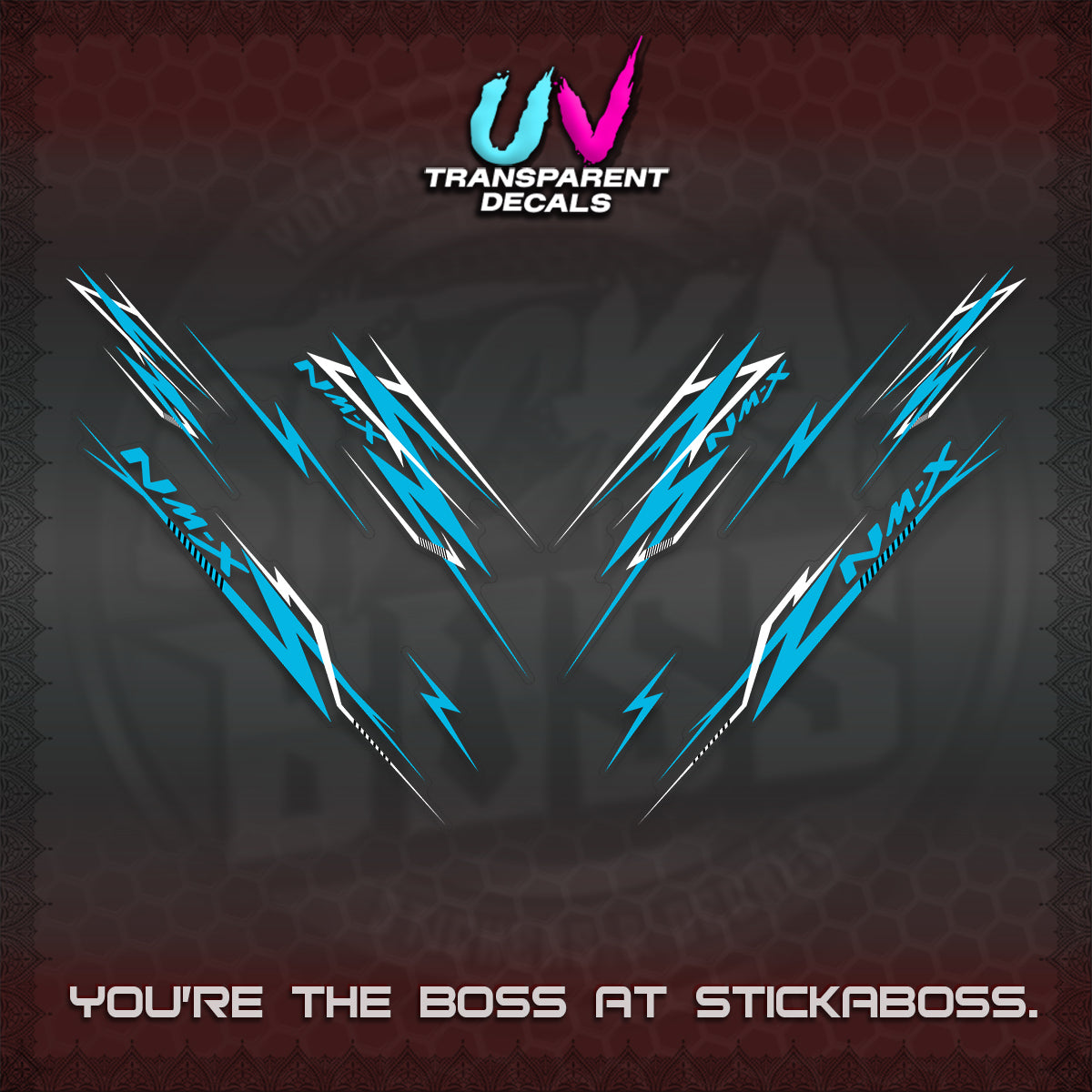 NMAX V2 UV TRANSPARENT DECALS (2024 NM A8 STYLE) STICKER DECALS By STICKABOSS