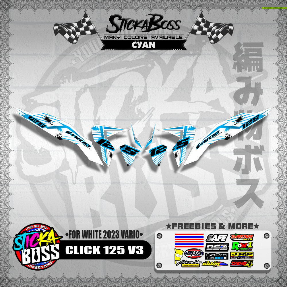 CLICK 125 V3 DECALS ( FOR WHITE 2023 VARIO )【WITH FREEBIES】
