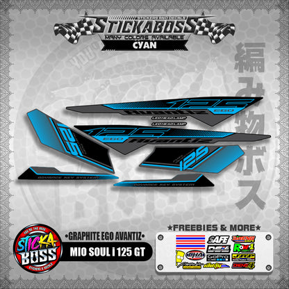 MIO SOUL I 125 GT STICKER DECALS ( GRAPHITE EGO AVANTIZ )【WITH FREEBIES】