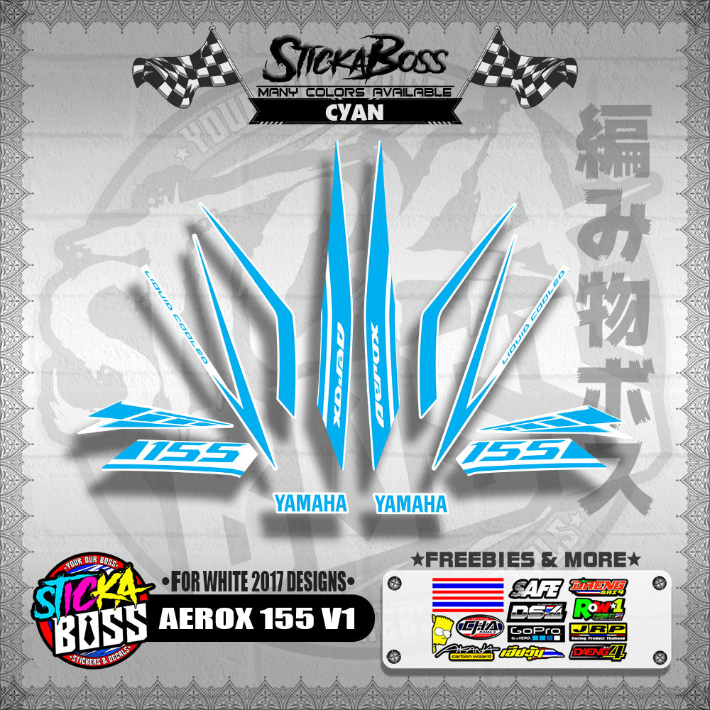 AEROX 155 V1 STOCK DECALS ( FOR WHITE 2017 DESIGNS ) 【WITH FREEBIES】