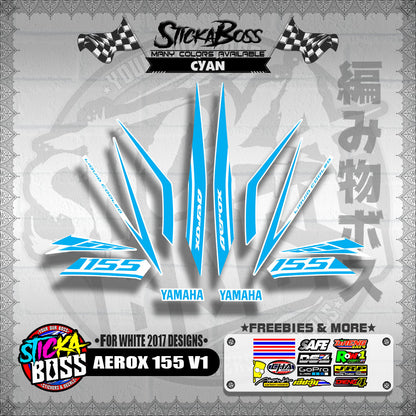AEROX 155 V1 STOCK DECALS ( FOR WHITE 2017 DESIGNS ) 【WITH FREEBIES】