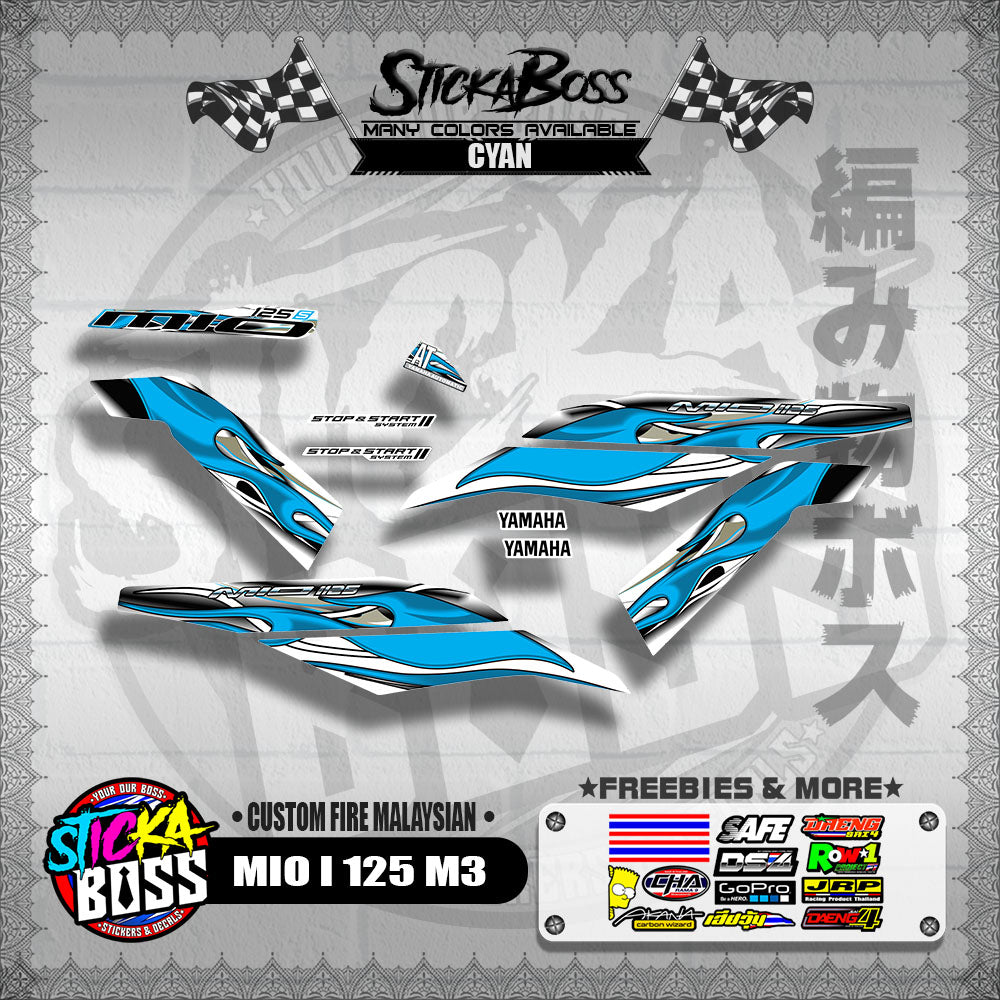 MIO I 125 M3 DECALS ( CUSTOM FIRE MALAYSIAN )【WITH FREEBIES】
