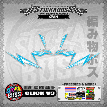 CLICK V3 INDO STICKER DECALS ( FOR WHITE 2025 SHARP EDGES 002 )【WITH FREEBIES】