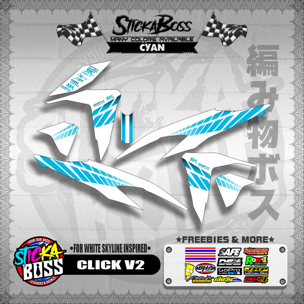 CLICK V2 DECALS ( FOR WHITE SKYLINE INSPIRED )【WITH FREEBIES】