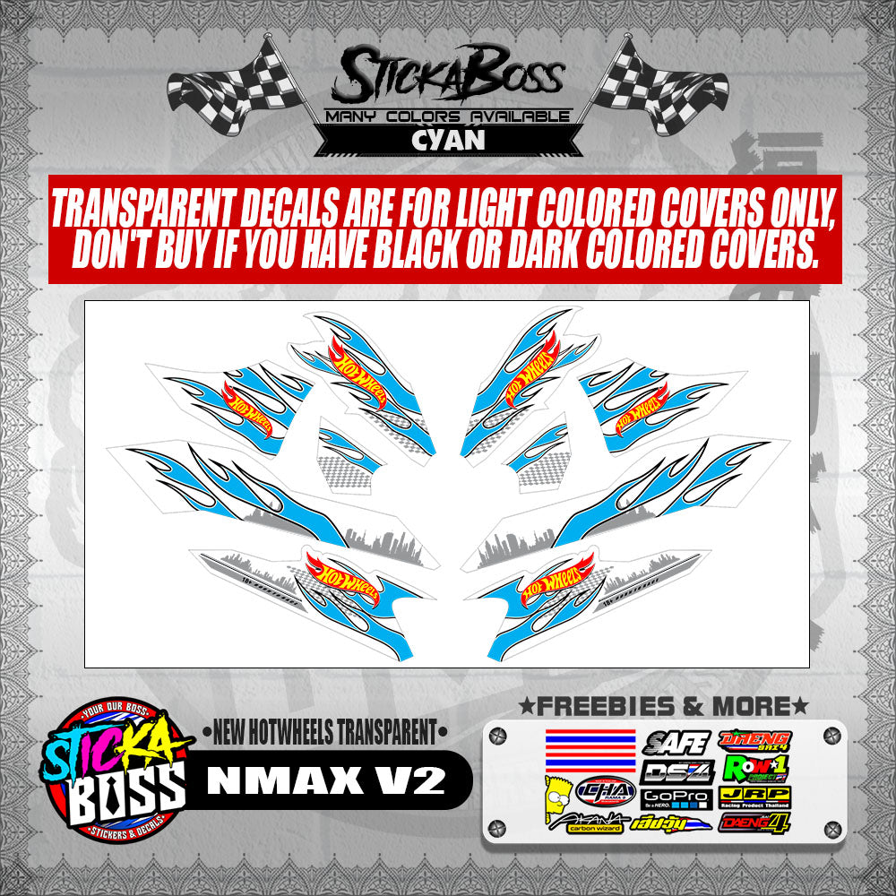 NMAX V2 DECALS ( NEW HOTWHEELS TRANSPARENT )【WITH FREEBIES】