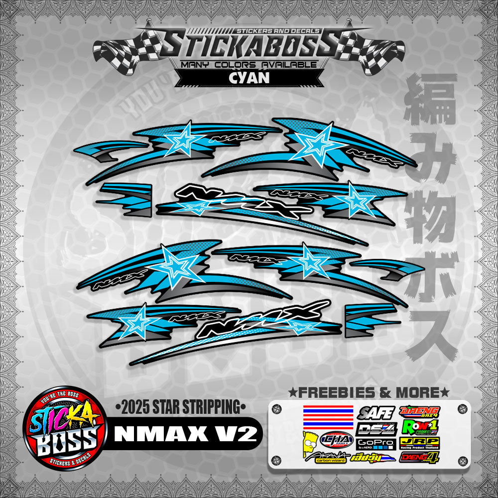 NMAX V2 STICKER DECALS ( 2025 STAR STRIPPING )【WITH FREEBIES】