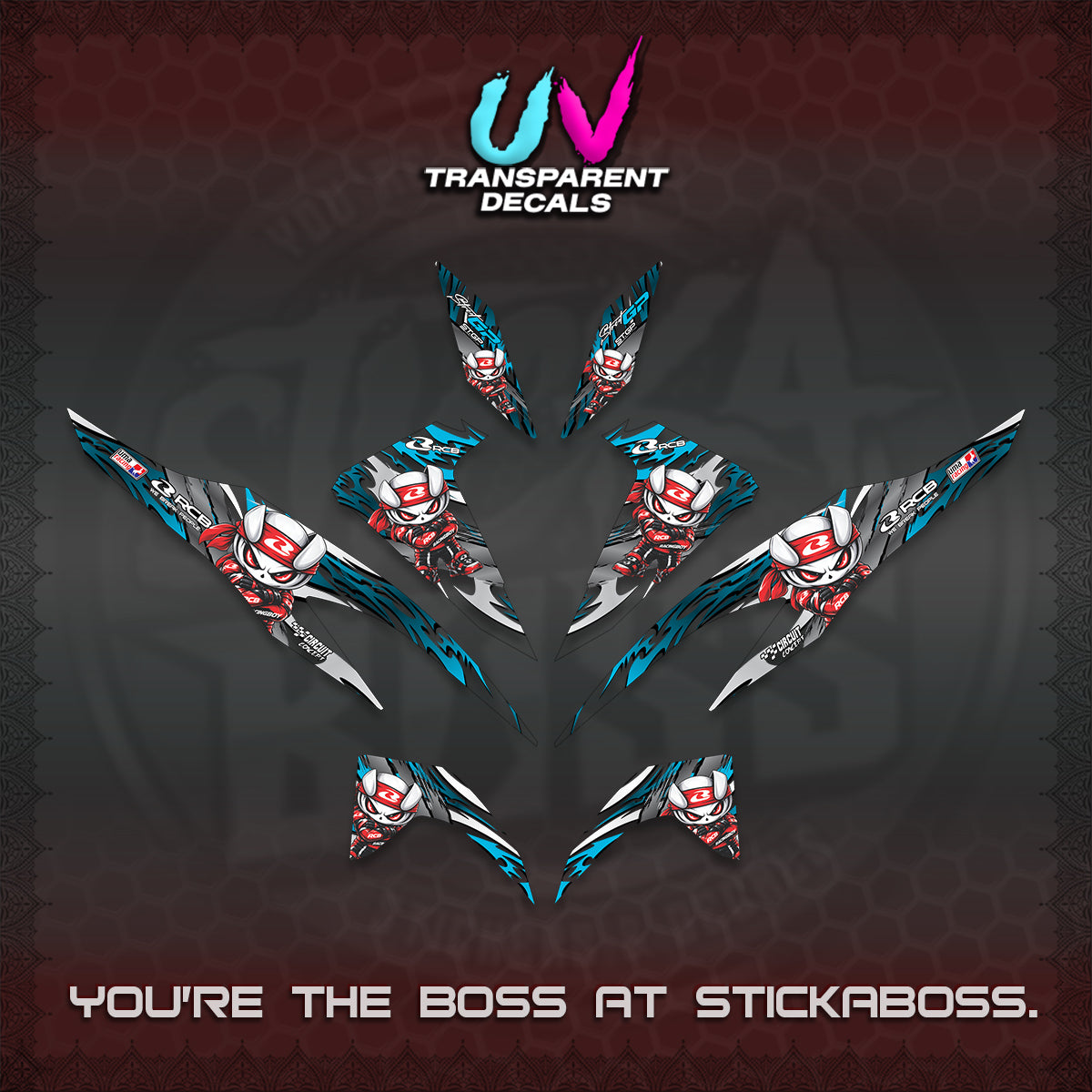CLICK 125 V2 UV TRANSPARENT DECALS (2026 NEW RCB 2.0 DESIGN) STICKER KITS BY STICKABOSS