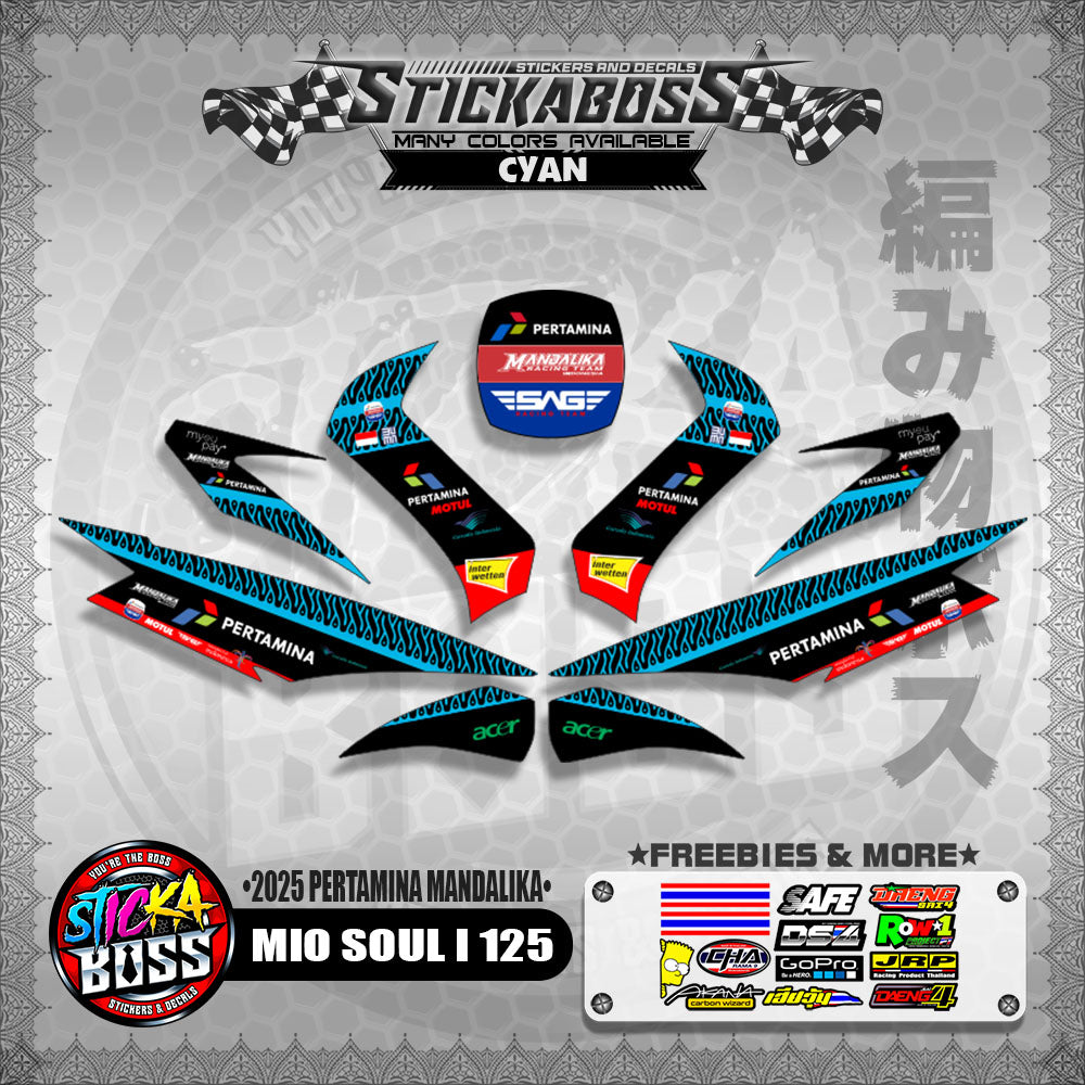 MIO SOUL I 125 STICKER DECALS ( 2025 PERTAMINA MANDALIKA )【WITH FREEBIES】