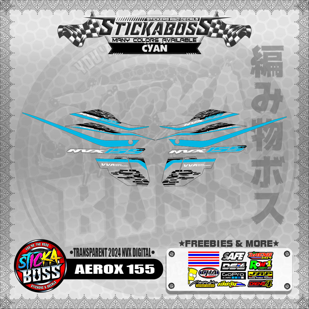【PREMIUM UV PRINT】TRANSPARENT AEROX 155 DECALS ( 2024 NVX DIGITAL ) 【WITH FREEBIES】