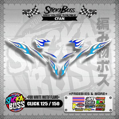 CLICK 125 / 150 V2 DECALS ( FOR WHITE MOTIF FLAME )【WITH FREEBIES】