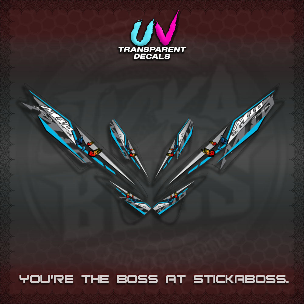 【PREMIUM UV PRINT】TRANSPARENT  MIO SPORTY/SMILE DECALS (BUTERFLY V6 DESIGN)By STICKABOSS
