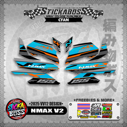 NMAX V2 MALAYSIAN STICKER DECALS ( 2025 VV12 DESIGN )【WITH FREEBIES】