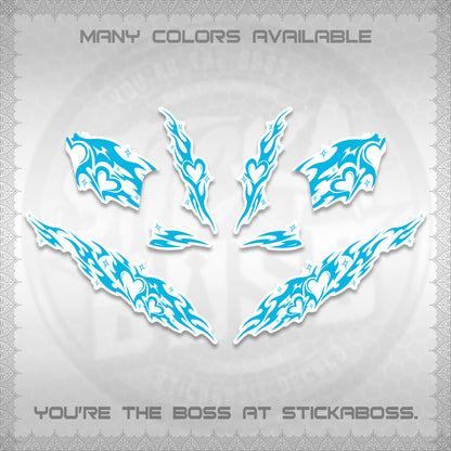 CLICK 125 V2 FOR WHITE DECALS (2026 STRIPING HEART DESIGN) STICKER KITS BY STICKABOSS