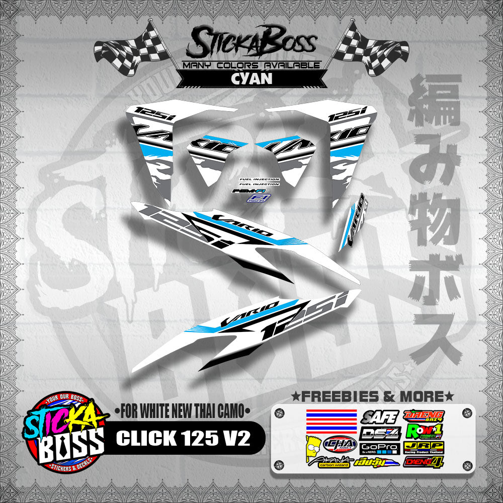 CLICK 125 V2 DECALS ( FOR WHITE NEW THAI CAMO ) WITH FREEBIES】