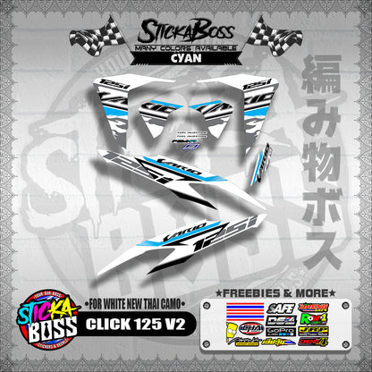 CLICK 125 V2 DECALS ( FOR WHITE NEW THAI CAMO ) WITH FREEBIES】
